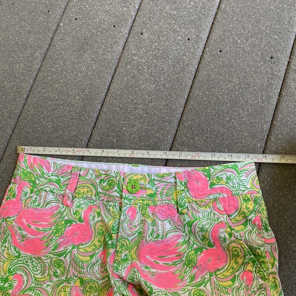 Lilly Pulitzer The Walsh Short Hot Wings 2 Flamingo Pink Green EUC - Picture 6 of 8